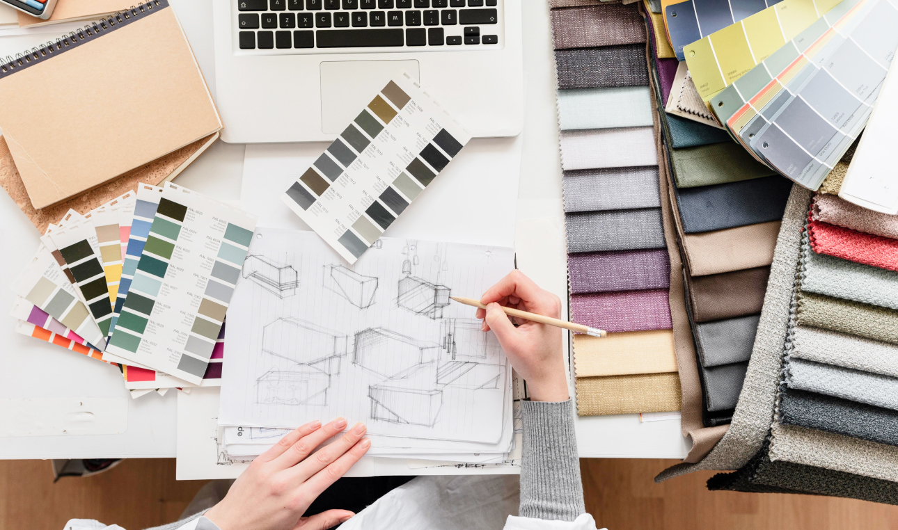 close up hand drawing furniture