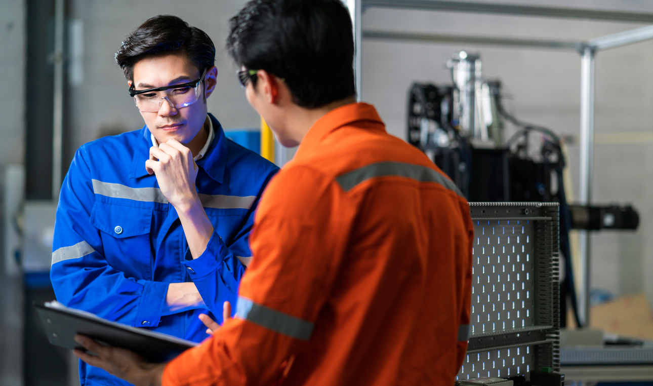 engineer with colleague