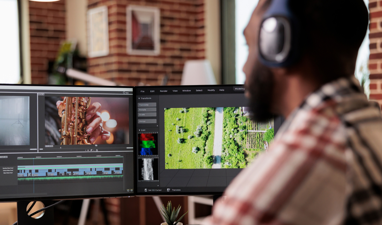 person editing videos
